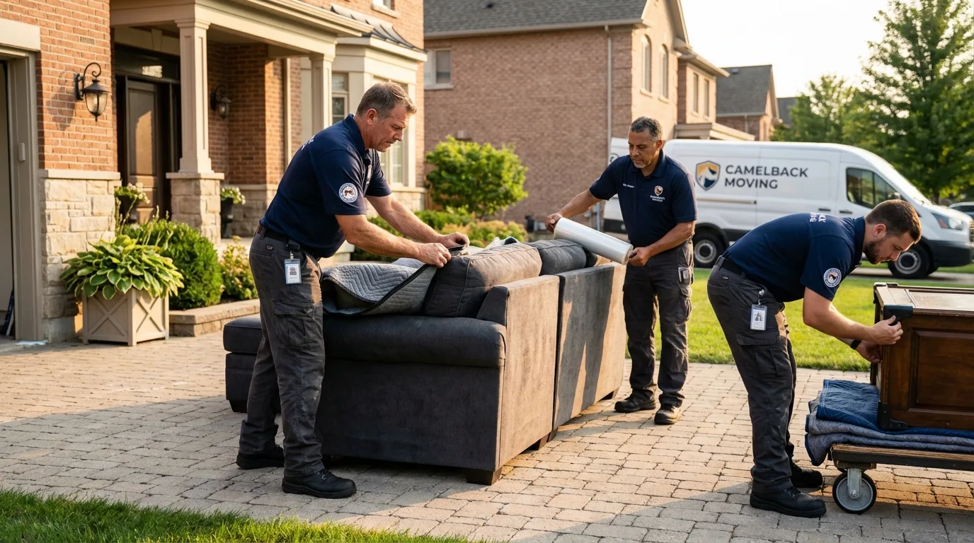 Large estate moving crew wrapping furniture in Farmerville, LA