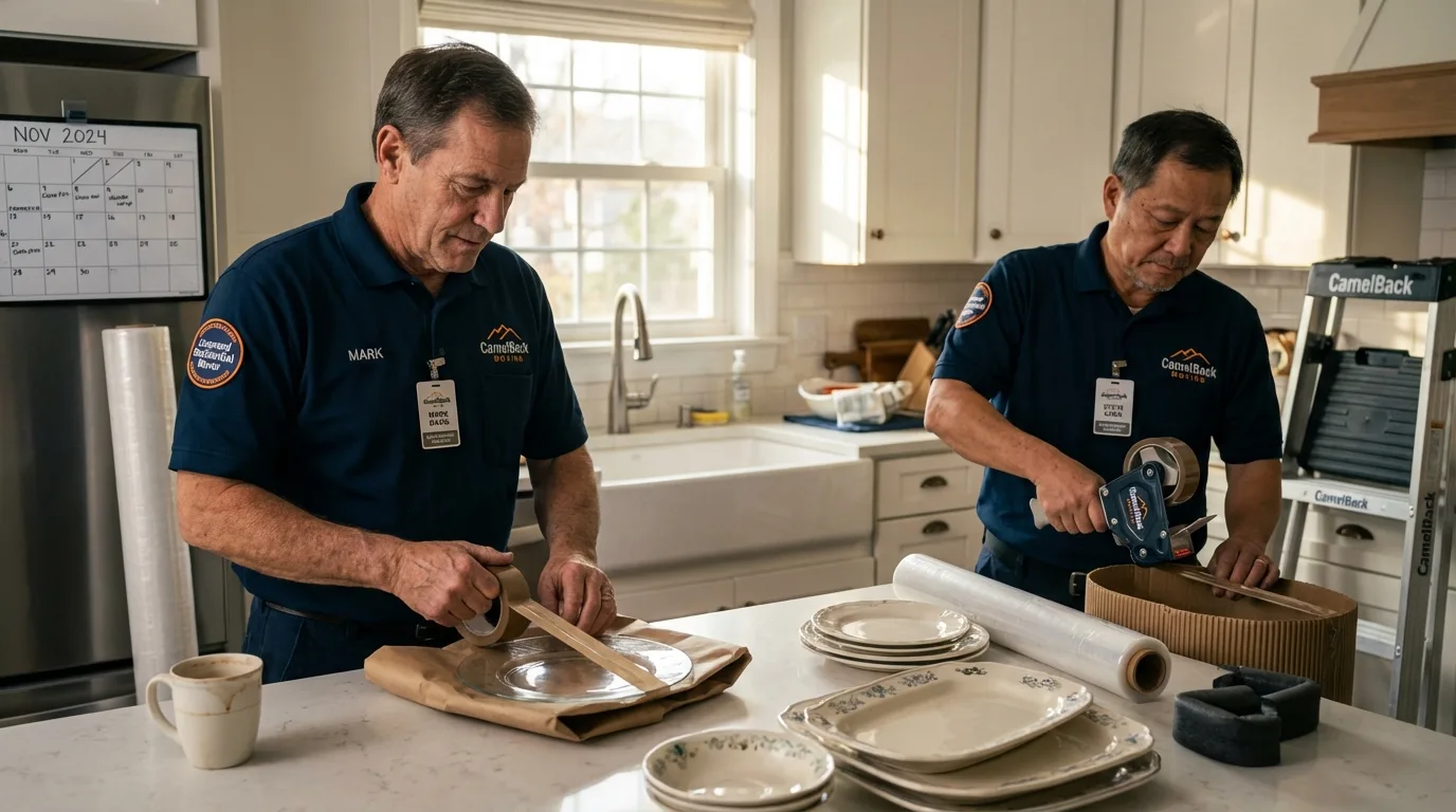 Professional crew packing kitchen dishware in Farmerville, LA